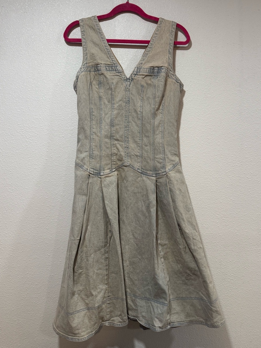 Anthropologie Pilcro Sleeveless V-Neck Drop Waist Corset A-Line Midi Dress - Picture 3 of 6